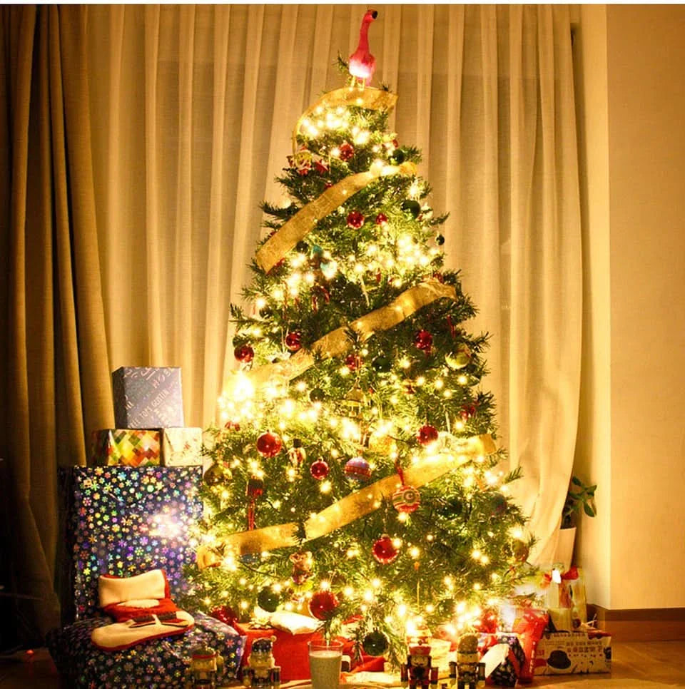 Árvore Premium com LEDs + 73 Enfeites Inquebráveis + Pisca Multicolorido de Brinde (10m | Controle por App)